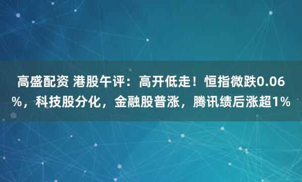 高盛配资 港股午评：高开低走！恒指微跌0.06%，科技股分化，金融股普涨，腾讯绩后涨超1%